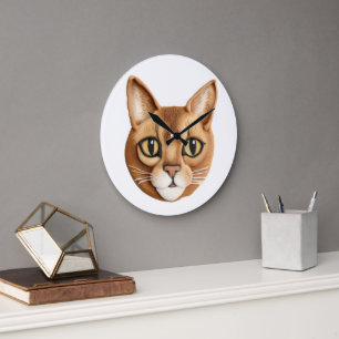 Abyssinian Cat 3D Inspiriert Große Wanduhr