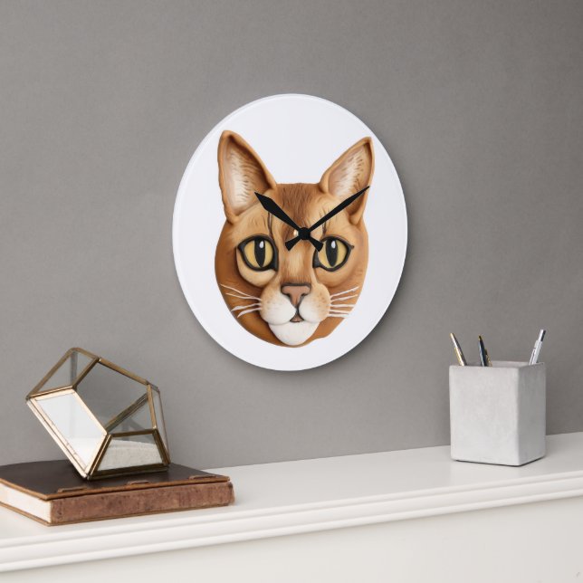 Abyssinian Cat 3D Inspiriert Große Wanduhr (Büro)