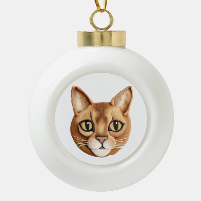 Abyssinian Cat 3D Inspiriert Keramik Kugel-Ornament (Vorderseite)