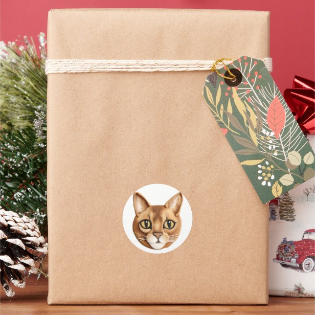 Abyssinian Cat 3D Inspiriert Runder Aufkleber (Feiertag)