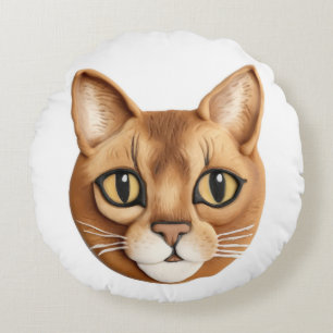 Abyssinian Cat 3D Inspiriert Rundes Kissen