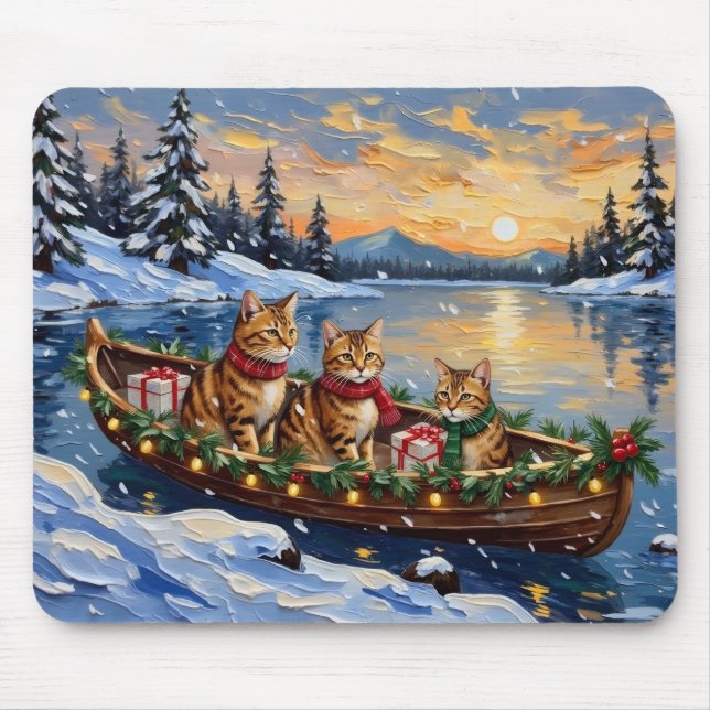 Abyssinian Cat Christmas Boat Holiday Mousepad (Vorne)