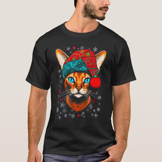 Abyssinian Cat Christmas T-Shirt (Vorderseite)