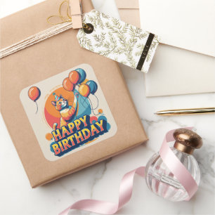 Abyssinian Cat Colorful Quadratischer Aufkleber