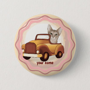 Abyssinian Cat Driving Car Button