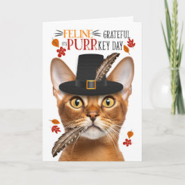 Abyssinian Cat Feline Grateful for PURRkey Day Feiertagskarte