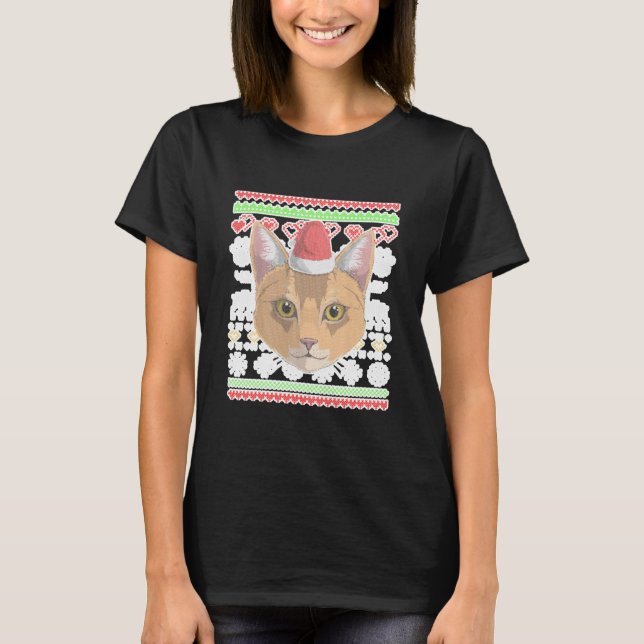 Abyssinian Cat Kitty Santa Claus Ugly T-Shirt (Vorderseite)