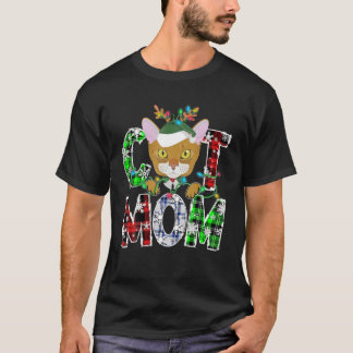 Abyssinian Cat Mama Lights Kariert Xmas Pajama Rei T-Shirt