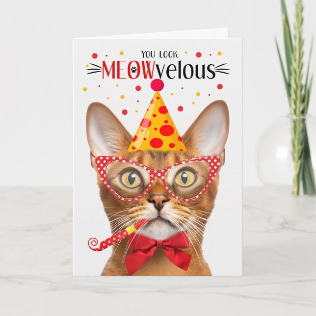 Abyssinian Cat MEOWvelous Birthday Karte (Vorderseite)