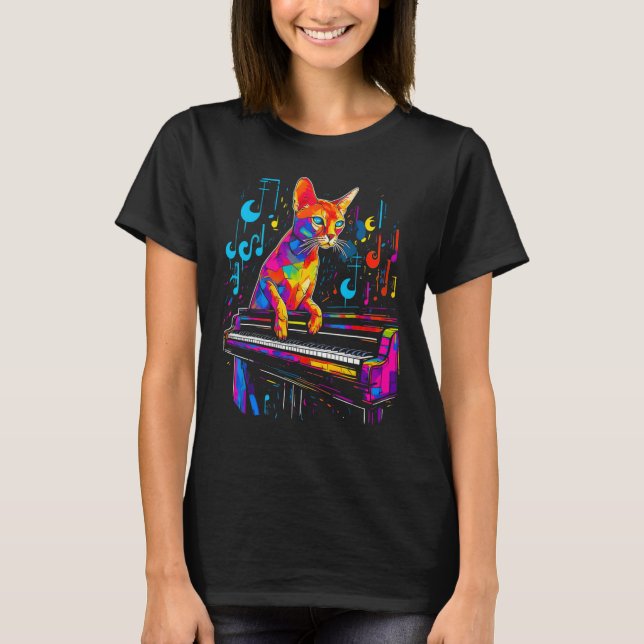 Abyssinian Cat Piano T-Shirt (Vorderseite)