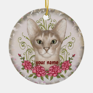 Abyssinian Cat Rose individuelle Name Ornament