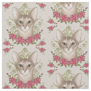 Abyssinian Cat Rose Stoff