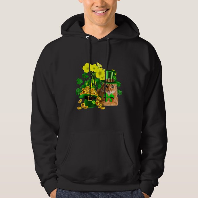 Abyssinian Cat St Patricks Day Leprechaun Cat Hoodie (Vorderseite)