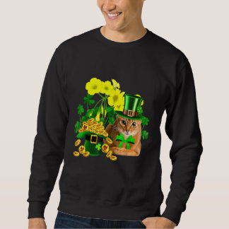 Abyssinian Cat St Patricks Day Leprechaun Cat Sweatshirt