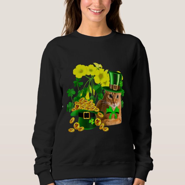 Abyssinian Cat St Patricks Day Leprechaun Cat Sweatshirt (Vorderseite)