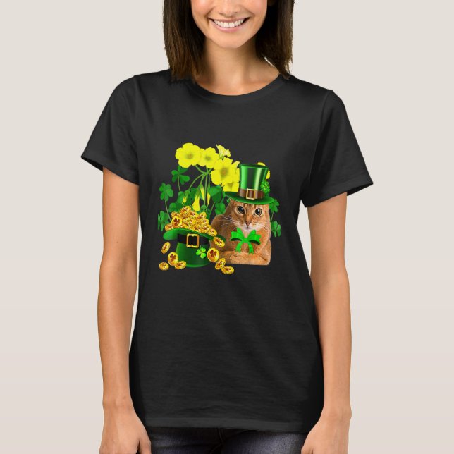 Abyssinian Cat St Patricks Day Leprechaun Cat T-Shirt (Vorderseite)
