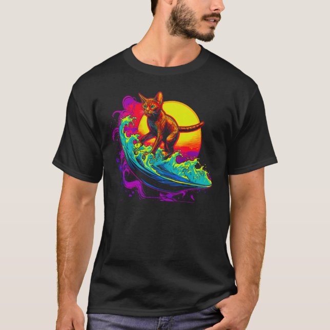 Abyssinian Cat Surfer T-Shirt (Vorderseite)