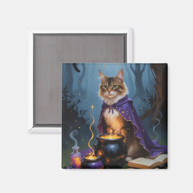 Abyssinian Cat Whimsical Halloween Malerei Magnet (Vorderseite/Rückseite)