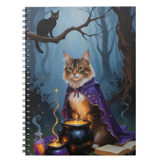 Abyssinian Cat Whimsical Halloween Malerei Notizblock (Vorderseite)