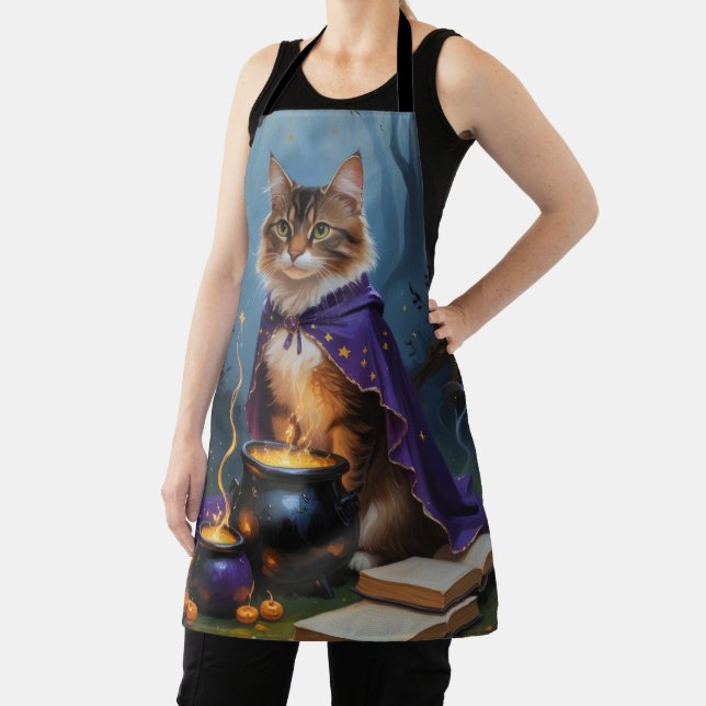Abyssinian Cat Whimsical Halloween Malerei Schürze (InSitu)