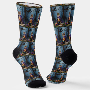 Abyssinian Cat Whimsical Halloween Malerei Socken