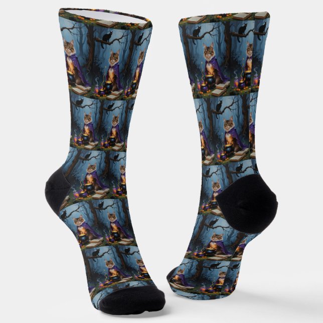 Abyssinian Cat Whimsical Halloween Malerei Socken (Gewinkelt)