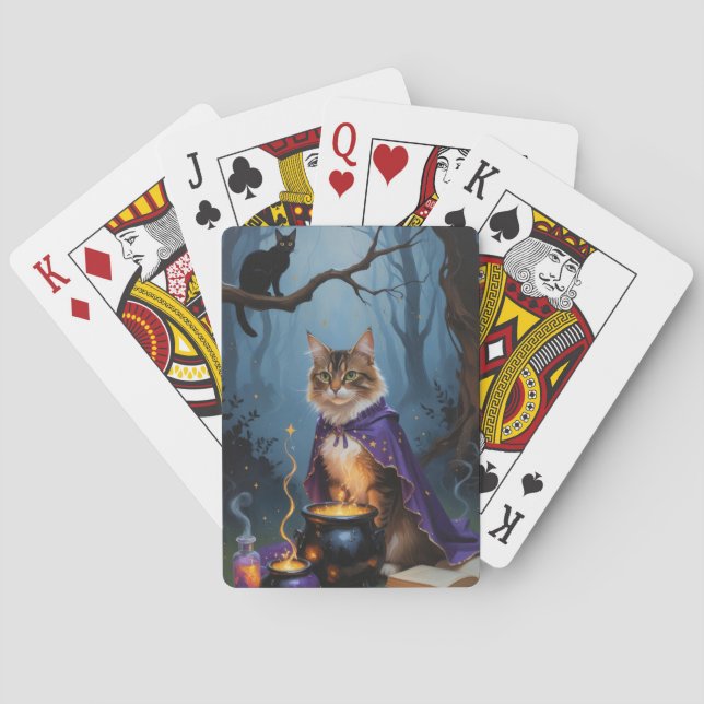 Abyssinian Cat Whimsical Halloween Malerei Spielkarten (Rückseite)
