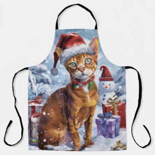 Abyssinian Cat Winter Wonderland Weihnachtsfreude Schürze