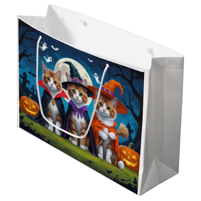 Abyssinian Cats Pumpkin Halloween Funny Große Geschenktüte (Vorderseite Schrägansicht)