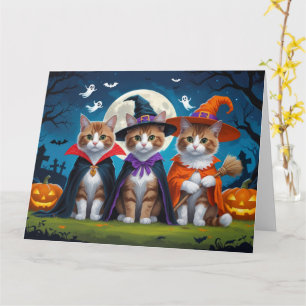 Abyssinian Cats Pumpkin Halloween Funny Karte