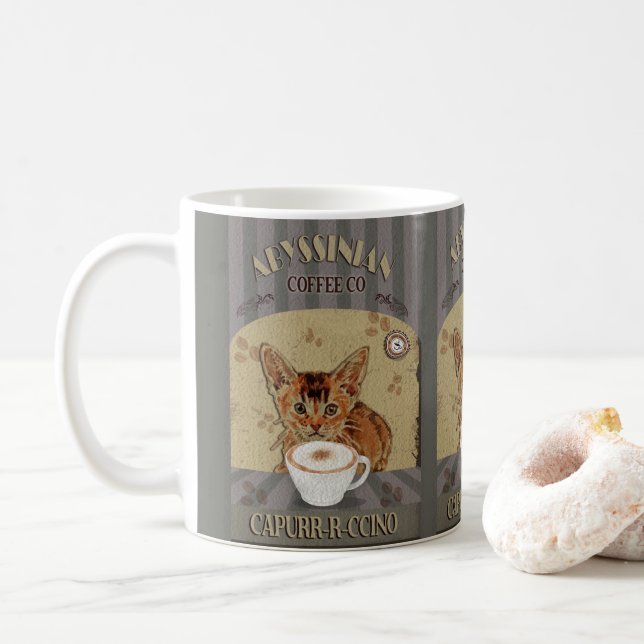 Abyssinian Chat Kaffee Capurrccino Vintage Poster Kaffeetasse (Mit Donut)