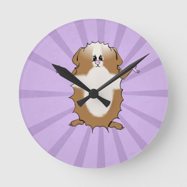 Abyssinian Guinea Pig Comic Runde Wanduhr (Vorderseite)