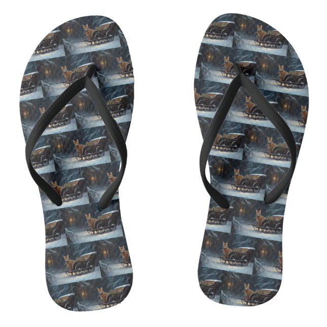 Abyssinian Snowy Sleigh Ride Weihnachtsdekor Flip Flops (Fußbett)
