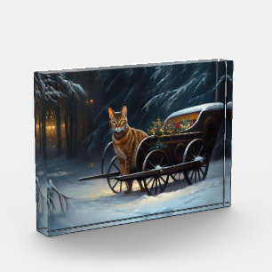Abyssinian Snowy Sleigh Ride Weihnachtsdekor Fotoblock