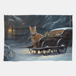 Abyssinian Snowy Sleigh Ride Weihnachtsdekor Geschirrtuch