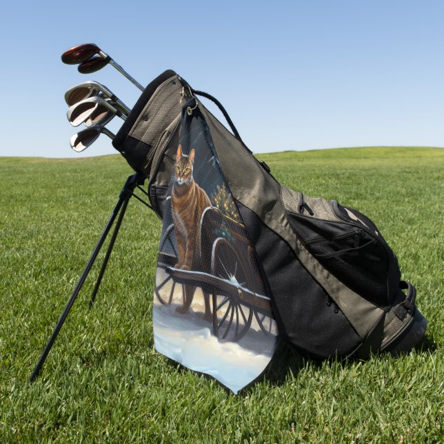 Abyssinian Snowy Sleigh Ride Weihnachtsdekor Golfhandtuch (Gras)