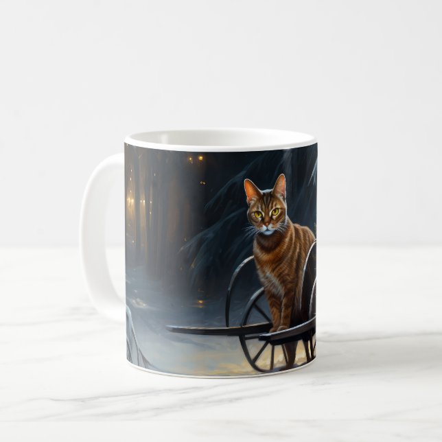 Abyssinian Snowy Sleigh Ride Weihnachtsdekor Kaffeetasse (Vorderseite Links)