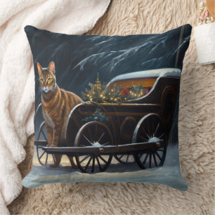 Abyssinian Snowy Sleigh Ride Weihnachtsdekor Kissen