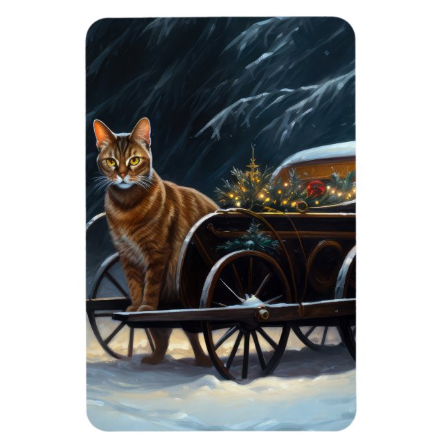 Abyssinian Snowy Sleigh Ride Weihnachtsdekor Magnet (Vertikal)