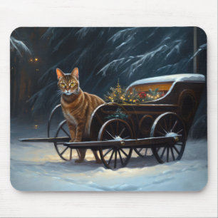 Abyssinian Snowy Sleigh Ride Weihnachtsdekor Mousepad