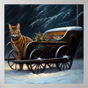 Abyssinian Snowy Sleigh Ride Weihnachtsdekor Poster