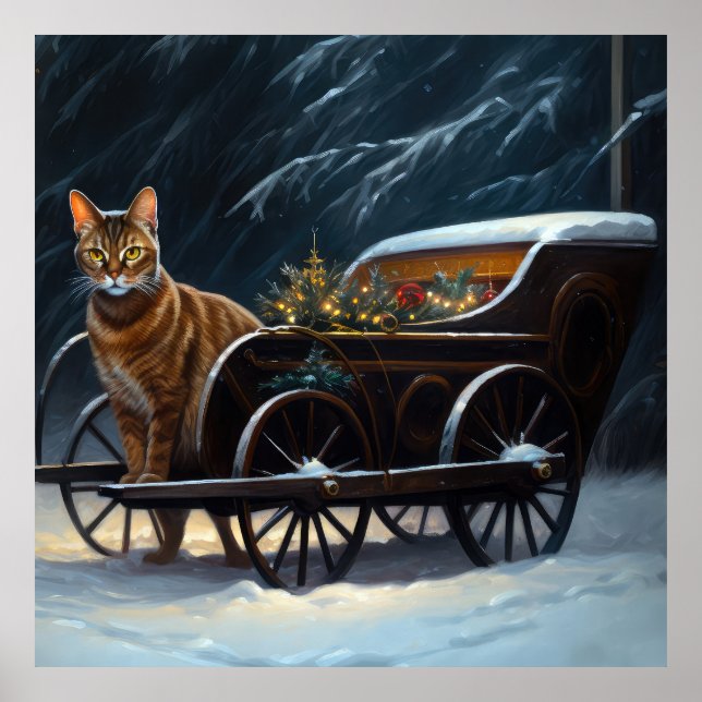 Abyssinian Snowy Sleigh Ride Weihnachtsdekor Poster (Vorne)
