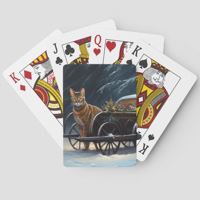 Abyssinian Snowy Sleigh Ride Weihnachtsdekor Spielkarten (Rückseite)