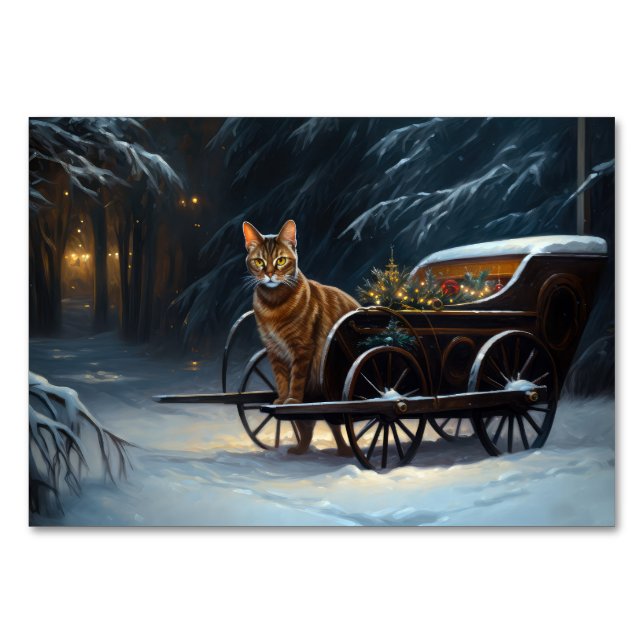 Abyssinian Snowy Sleigh Ride Weihnachtsdekor Tischnummer (Vorderseite)