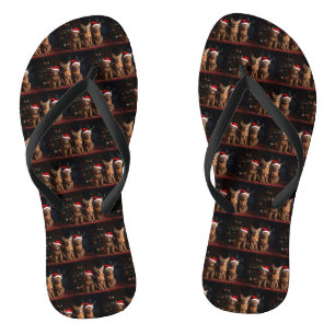 Abyssinier am Kamin Weihnachten Flip Flops