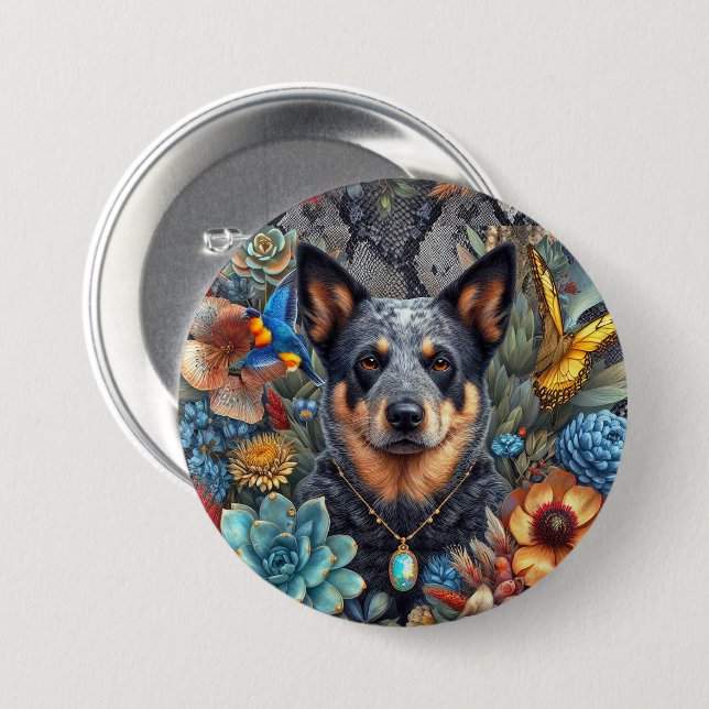 Abzeichen Australian Cattle Dog Kunst Button (Vorne & Hinten)