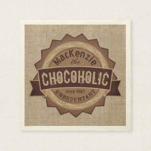 Abzeichen Brown-Logo für Schokolade Lover Grunge Serviette