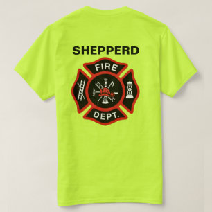 Abzeichen der Feuerwehr mit Name T-Shirt