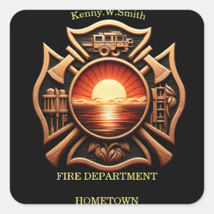 Abzeichen der Feuerwehr Quadratischer Aufkleber