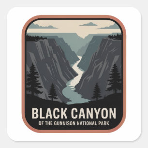 Abzeichen des Black Canyon Vintage Nationalparks Quadratischer Aufkleber